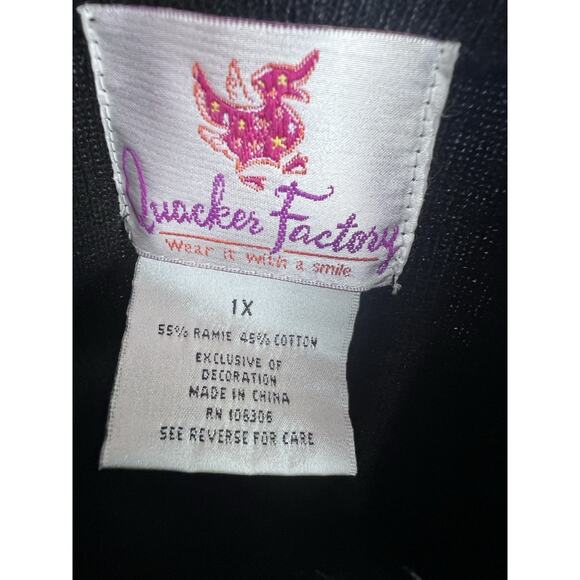 Quacker Factory Cardigan Sweater Full Beaded Zipper Womens 1X Black Sequins - Picture 9 of 13